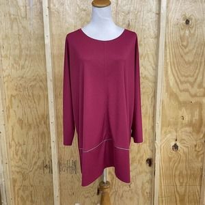 Chicos Size 4 XXL Blouse Tunic Top Jewelry Chain Trim Long Sleeve Stretch